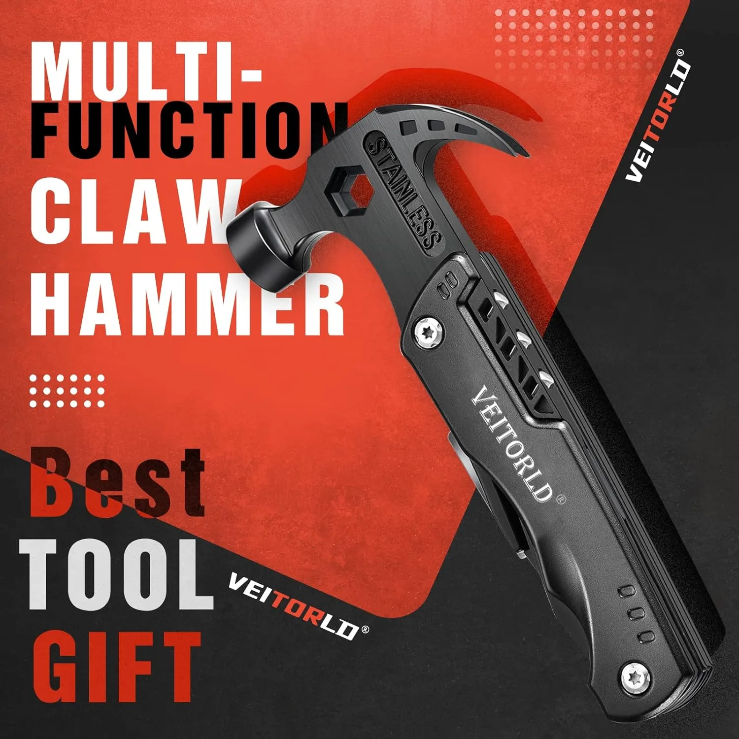 VEITORLD Gifts for Men Dad Him Fathers Day, Unique Anniversary Birthday Gifts Idea for Men Him Husband Boyfriend, All in One Tools Hammer Multitool, Camping Hunting Hiking Presents, Cool Gadgets
