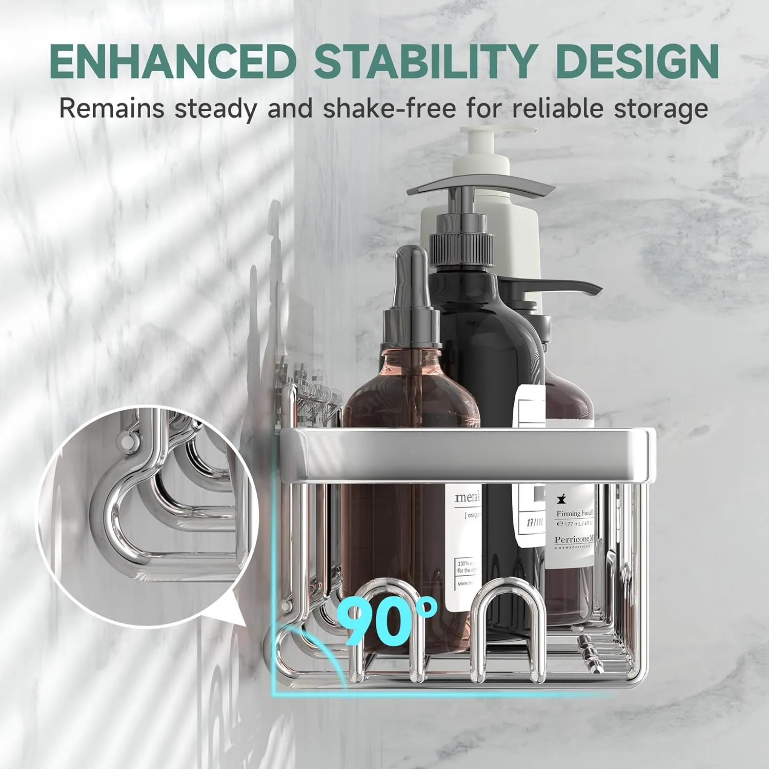 Veken Stainless Steel Shower Caddy 6-Pack, Ideal for Gift, Large Wall Mounted Shower Rack, Bathroom Shelves Over Toilet, Organizer Storage Accessories with Soap Dish & Toothbrush Holder, Silver