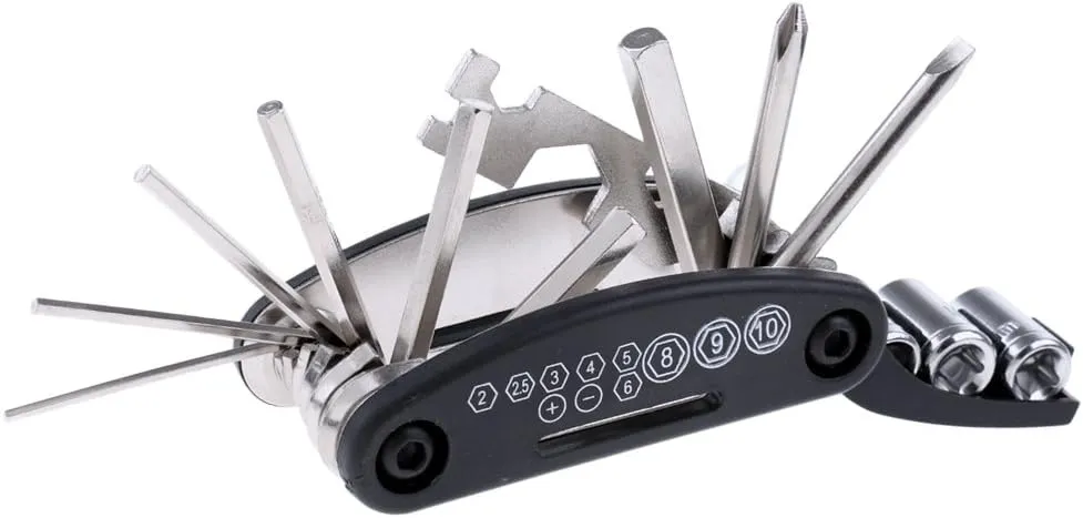 Versatile 15-in-1 Bike Multi Repair Tool Kit - Weight DIY Outdoor Cycling Equipment with Hex Keys and Screwdriver - Compact Bike Repair Tool Set for Easy Use and Storage