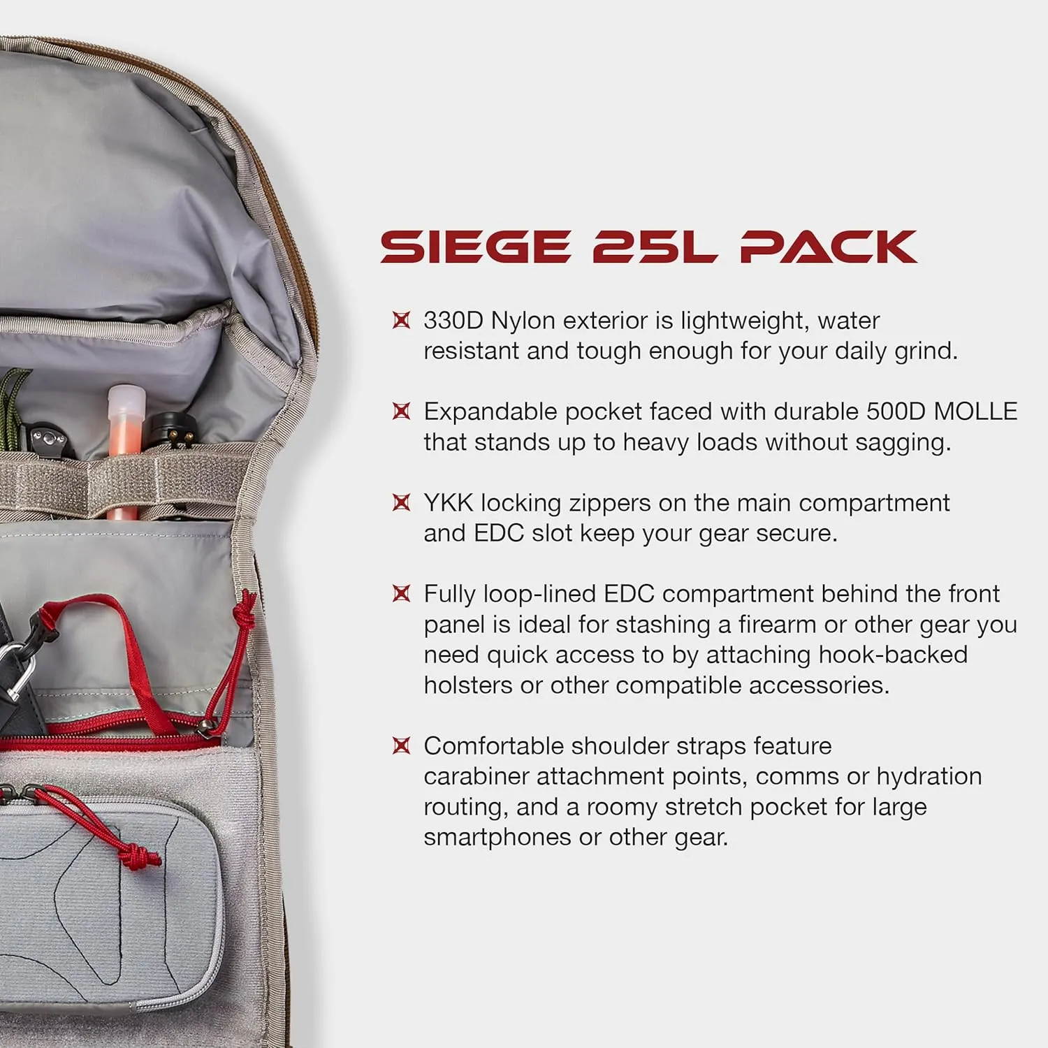 Vertex Siege 25L Sling Tactical Backpack CCW Bag, Concealed Carry, EDC Gear for Travel, Work, It’s Black