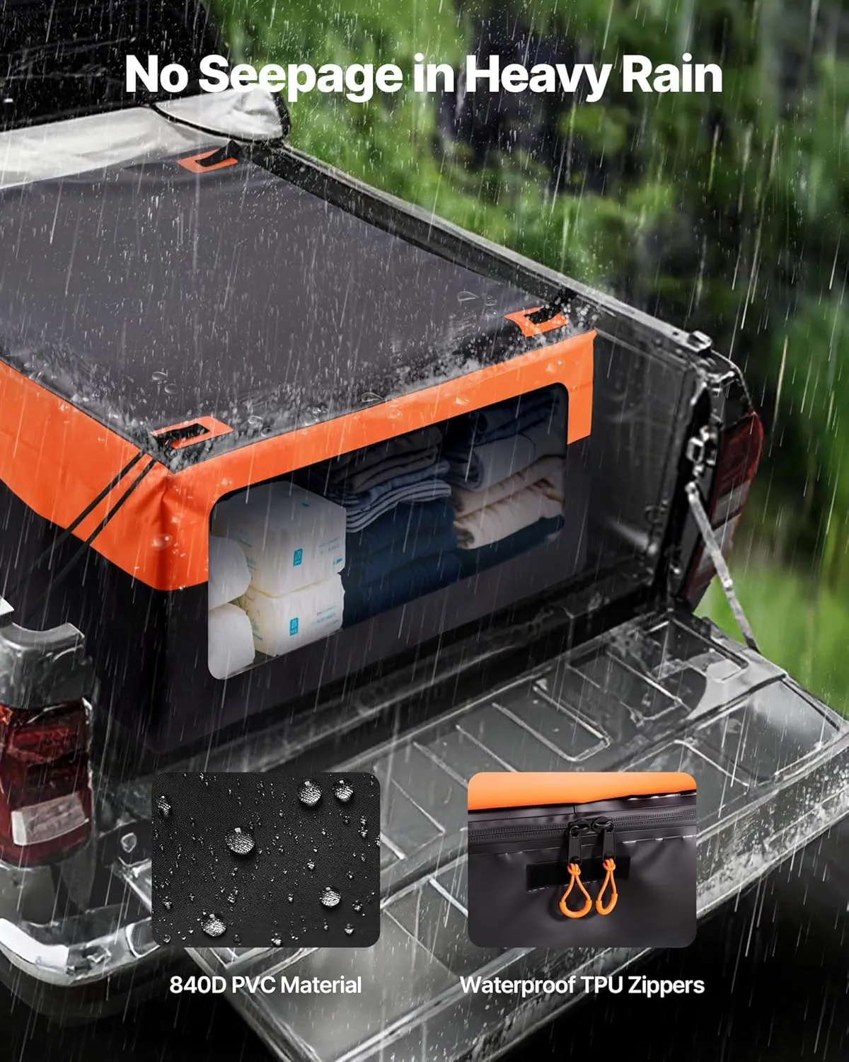 VEVOR Truck Bed Cargo Bag, Waterproof 840D PVC, 51.18 x 40.16 x 21.85 in (26 Cubic Feet), Heavy Duty Cargo Bag for Truck Bed with 4 Bungee Cords with Hooks, Fits a Variety of SUV and Pickup Trucks