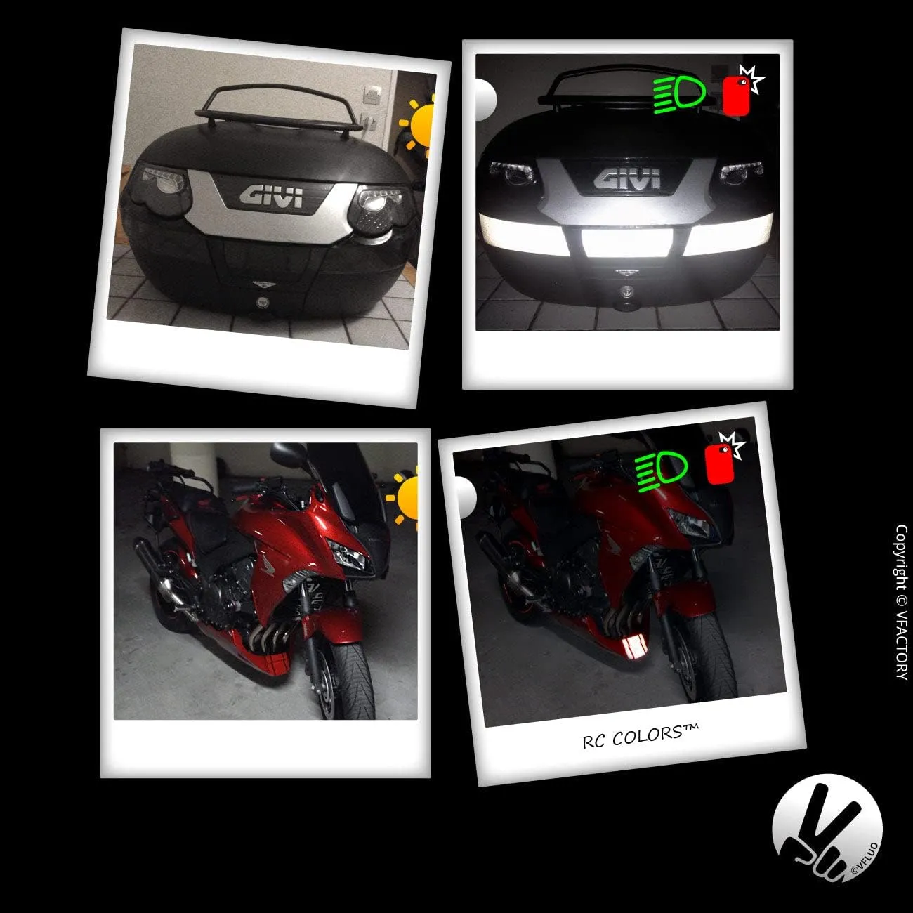 VFLUO - Reflective Sticker Sheet for Bike, Motorcycle, Scooter, Helmets, Stroller/Multi-use - DIY Adhesive Board - 3M Technology - High Visibility - Discreet - Optimised Adhesion