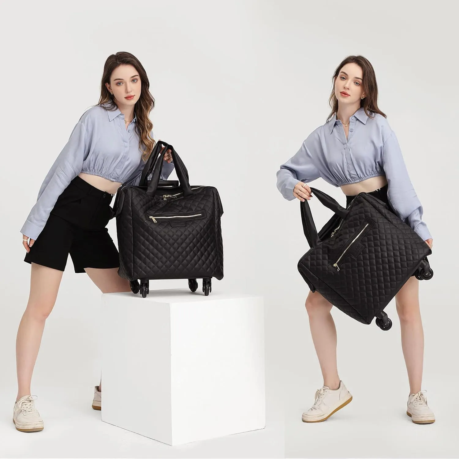 VH&GRED Handheld Suitcases with Wheels Carry-on Luggage Handheld Trolley Luggage 4 Wheeled Trolley Suitcases 18 inch Short Trip Suitcases Weekend Luggage Fashion Luggage