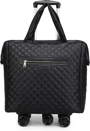 VH&GRED Handheld Suitcases with Wheels Carry-on Luggage Handheld Trolley Luggage 5 Wheeled Trolley Suitcases 18 inch Short Trip Suitcases Weekend Luggage Fashion Luggage, Black-5 Rounds