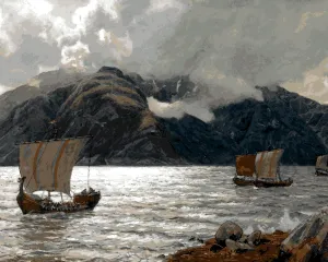 Vikings Collection PD (4) - Vikingskip by Hans Gude - Van-Go Paint-by-Number Kit 60x75cm DIY Frame