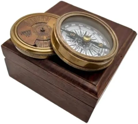 Vintage Nautical Brass Pocket Compass – Antique Marine Navigation Tool
