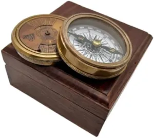 Vintage Nautical Brass Pocket Compass – Antique Marine Navigation Tool