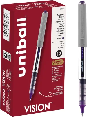 Vision Roller Ball Stick Waterproof Pen, Majestic Purple Ink, Fine, Dozen