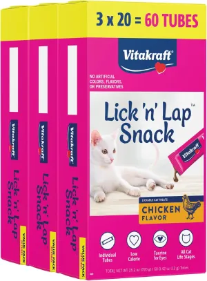 Vitakraft Lick 'n' Lap Snack Cat Treat, Chicken, Value-Pack 60pk