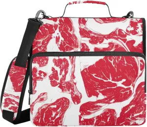 VKPSCHJ Zippered Binder Bag with Multi-Pocket,Waterproof 1.5 Inch 3 Ring Binder,Abstract Beef Texture Expanding File Folder with Shoulder Strap and Handle File Organizer for Office Travel