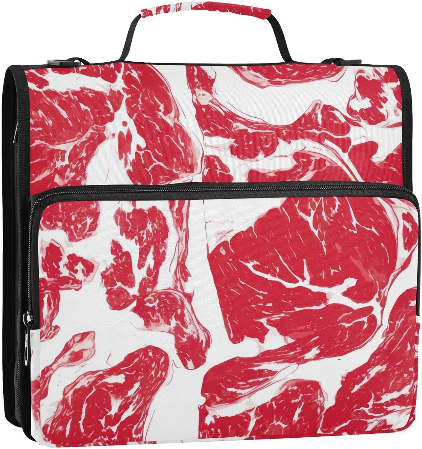 VKPSCHJ Zippered Binder Bag with Multi-Pocket,Waterproof 1.5 Inch 3 Ring Binder,Abstract Beef Texture Expanding File Folder with Shoulder Strap and Handle File Organizer for Office Travel
