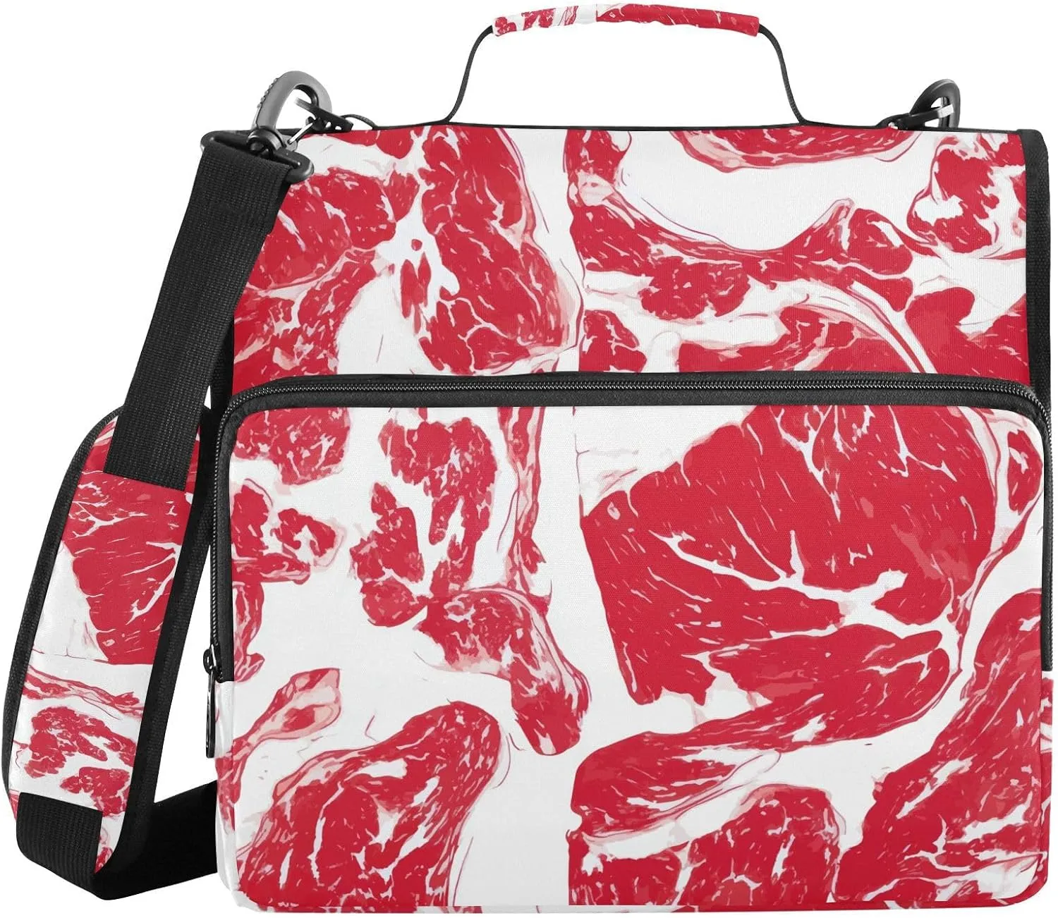 VKPSCHJ Zippered Binder Bag with Multi-Pocket,Waterproof 1.5 Inch 3 Ring Binder,Abstract Beef Texture Expanding File Folder with Shoulder Strap and Handle File Organizer for Office Travel