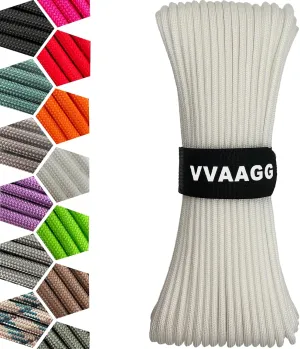 VVAAGG 1000lb Paracord Rope 200FT, 4mm Parachute Cord Heavy Duty 12 Strand Nylon Rope for Climbing Camping, Tent, Clothsline, Outdoor Hiking, Fishing, Marine Weatherproof Rope (White, 200FT)
