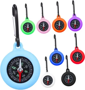 Wakauto 9pcs Mini Carabiner Compass for Outdoor Activities Accurate Direction for Hiking Camping Climbing and Travel Adventures