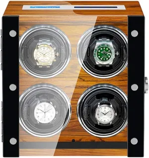 Watch Winder 4 Automatic Watch Winder Box Retractable Watch Pillow Remote Control LCD Touch Screen LED Backlight