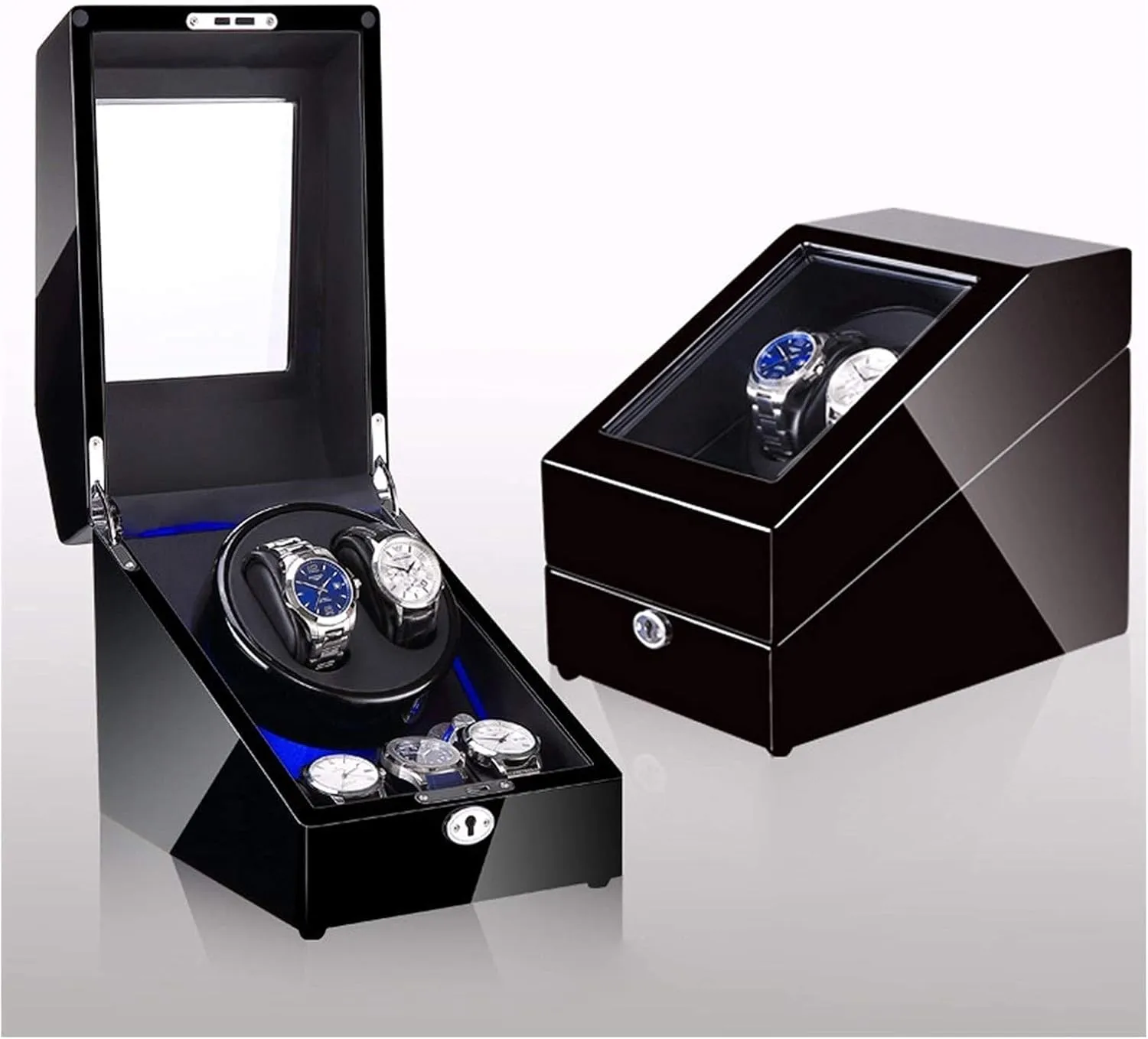 Watch Winder Automatic 2 3 Watch Winder with LED Light Quiet Motor Rotate Storage Box Case Gift