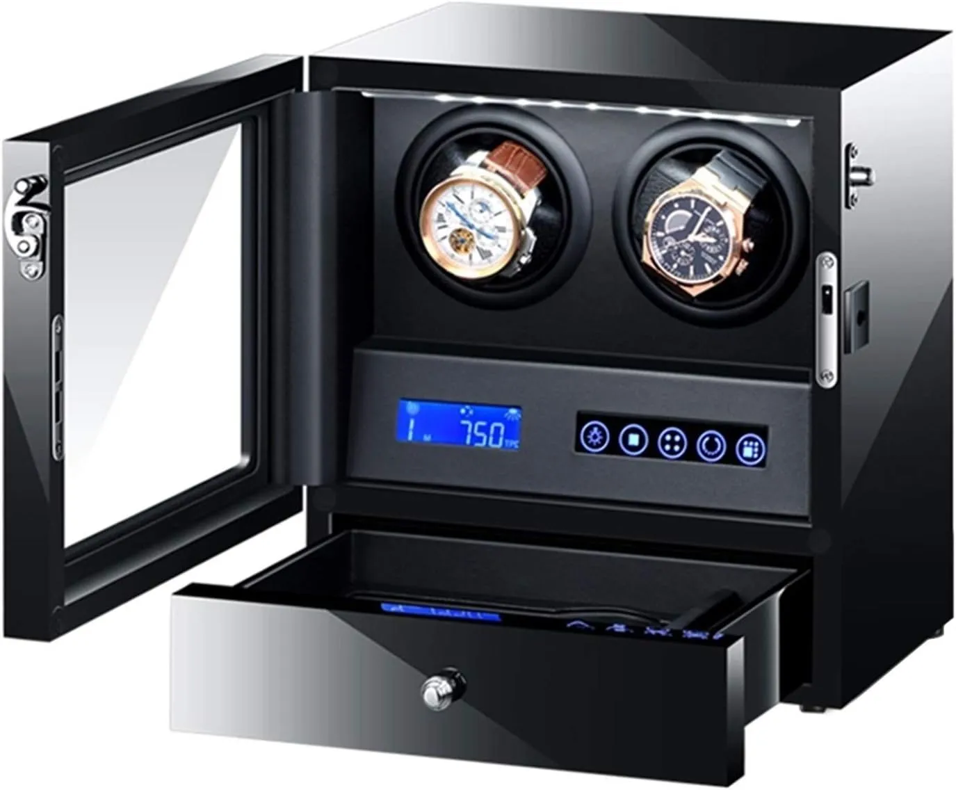 Watch Winder Automatic Watch Winder Box Watches and Jewelry Storage Drawer LCD Touch Screen Control with Led Backlight Quiet Motor,2 2 Watch Winder (A 4 2)