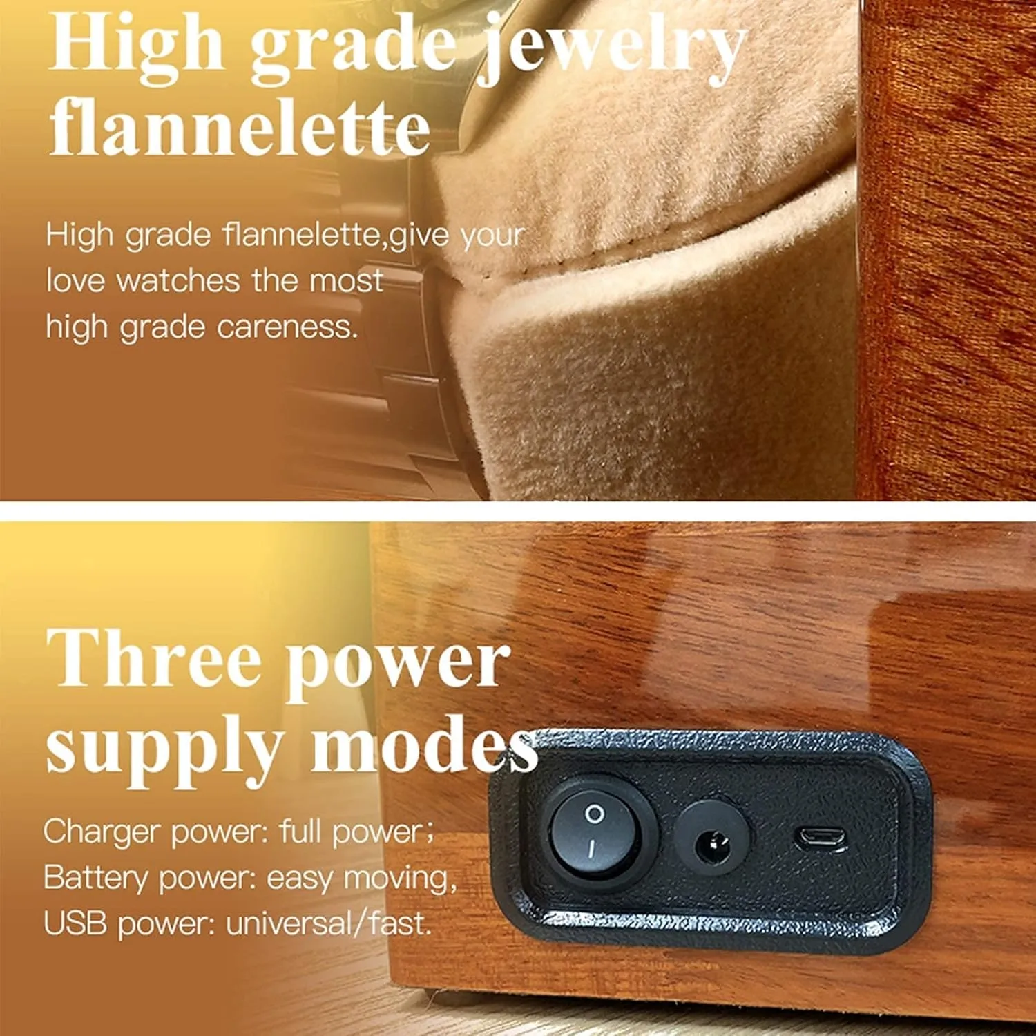 Watch Winder Automatic Watch Winder Solid Wood Double Watch Winder Box for Automatic Watches 4 Rotation Mode Supports USB Charging Silent Motor (A) Watch Winder