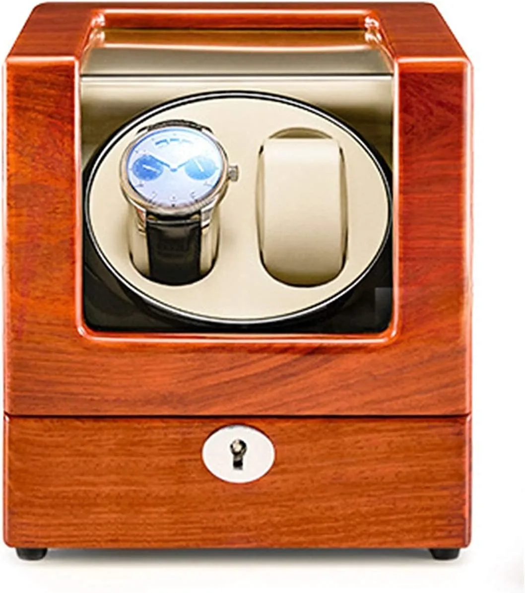 Watch Winder Automatic Watch Winder Solid Wood Double Watch Winder Box for Automatic Watches 4 Rotation Mode Supports USB Charging Silent Motor (A) Watch Winder
