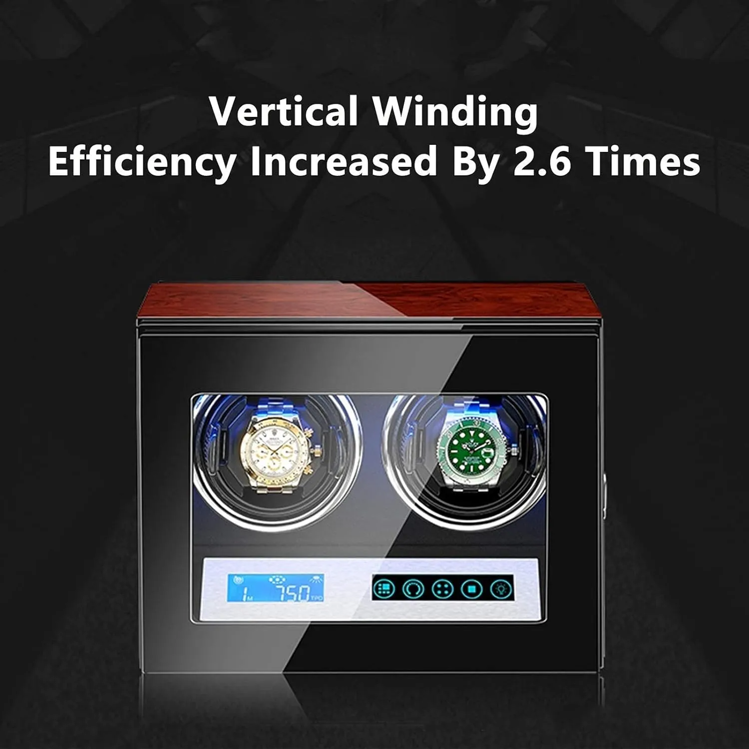 Watch Winder Automatic Watch Winder Watch Winder Box LCD Touch Screen Display Built-in LED Illumination Wood Shell Piano Paint Exterior (3 0) Watch Winder