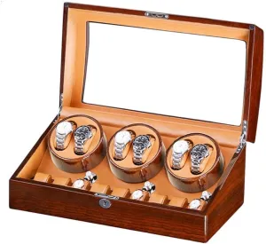 Watch Winder Box for 6 Automatic Watches   7 Storage Quiet Motor Wood Shell Piano Paint Exterior Large Capacity (F)