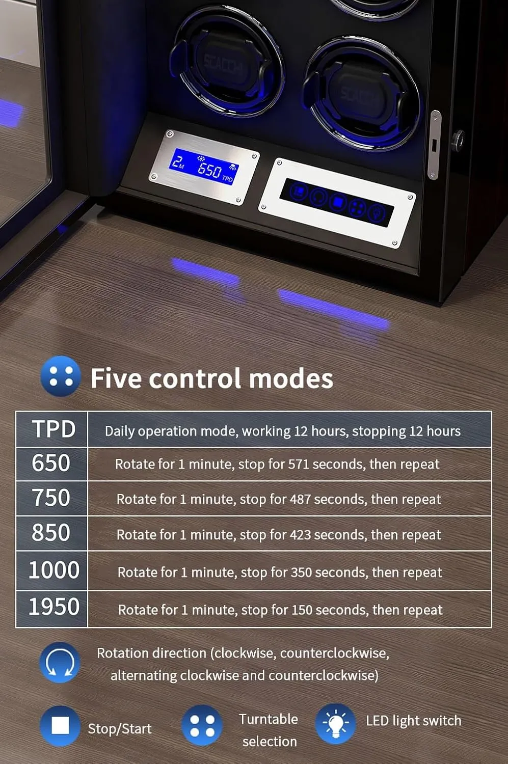 Watch Winder for 9 Automatic Watches with 9 Watch Storages Wood Shell Piano Finish Silent Motor Watch Turner