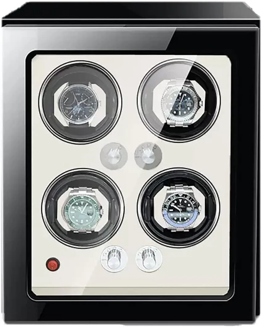 Watch Winder for Automatic Watches with Super Quiet Japanese Motor for 2 3 4 6 9 Watch Storage Display Box with LED Lights Luxury Mechanical Watch Storage Case(White,4 0)