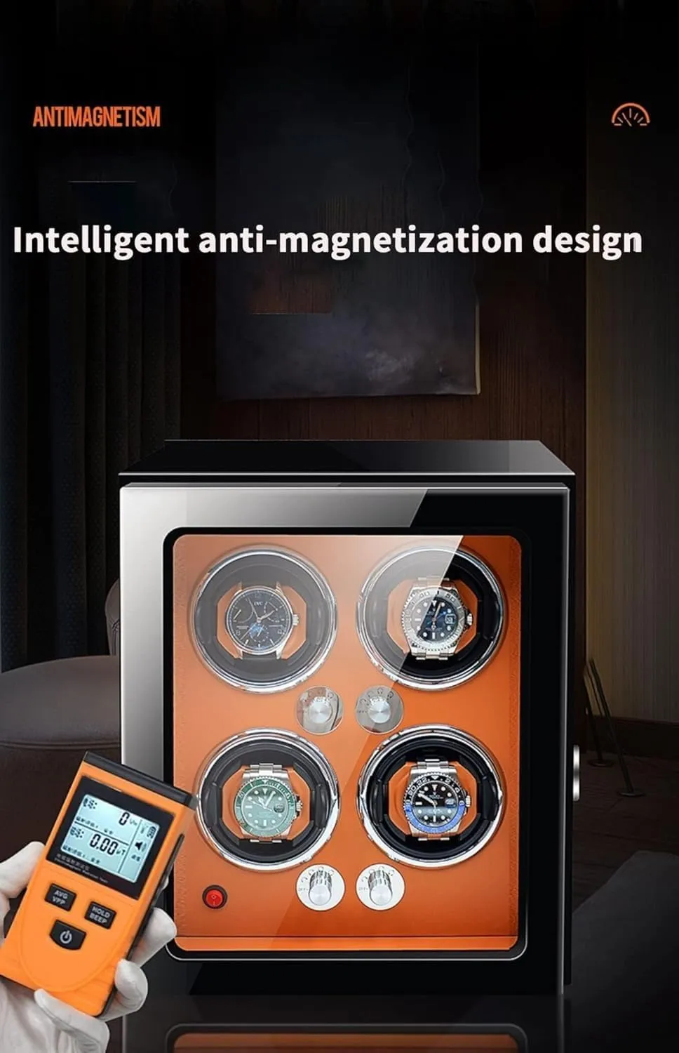 Watch Winder for Automatic Watches with Super Quiet Japanese Motor for 2 3 4 6 9 Watch Storage Display Box with LED Lights Luxury Mechanical Watch Storage Case(White,4 0)