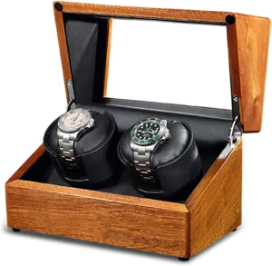 Watch Winder Solid Wood Automatic Double Watch Winder Watches Storage Box 4 Rotation Mode Power Supply Quiet Motor,A Watch Winder (B A)