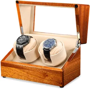 Watch Winder Solid Wood Automatic Double Watch Winder Watches Storage Box 4 Rotation Mode Power Supply Quiet Motor,A Watch Winder