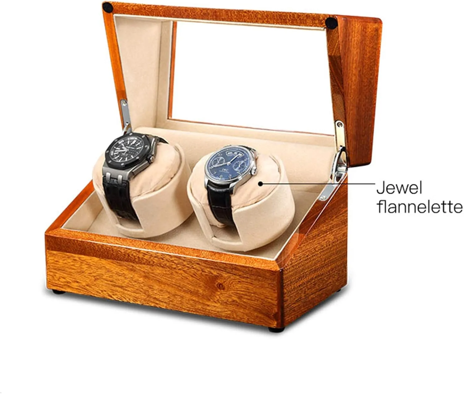 Watch Winder Solid Wood Automatic Double Watch Winder Watches Storage Box 4 Rotation Mode Power Supply Quiet Motor,A Watch Winder