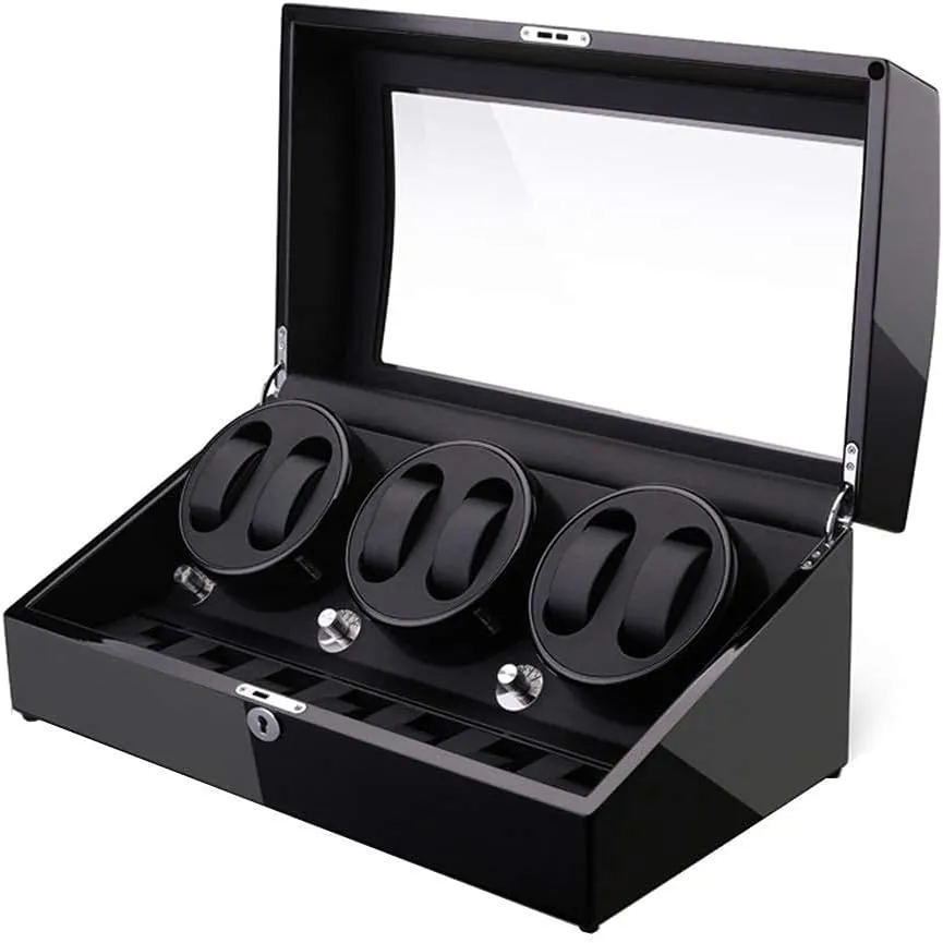 Watch Winder Watch Winder Box for 6 Automatic Watches   7 Storage Quiet Motor Wood Shell Piano Paint Exterior Large Capacity Watch Winder