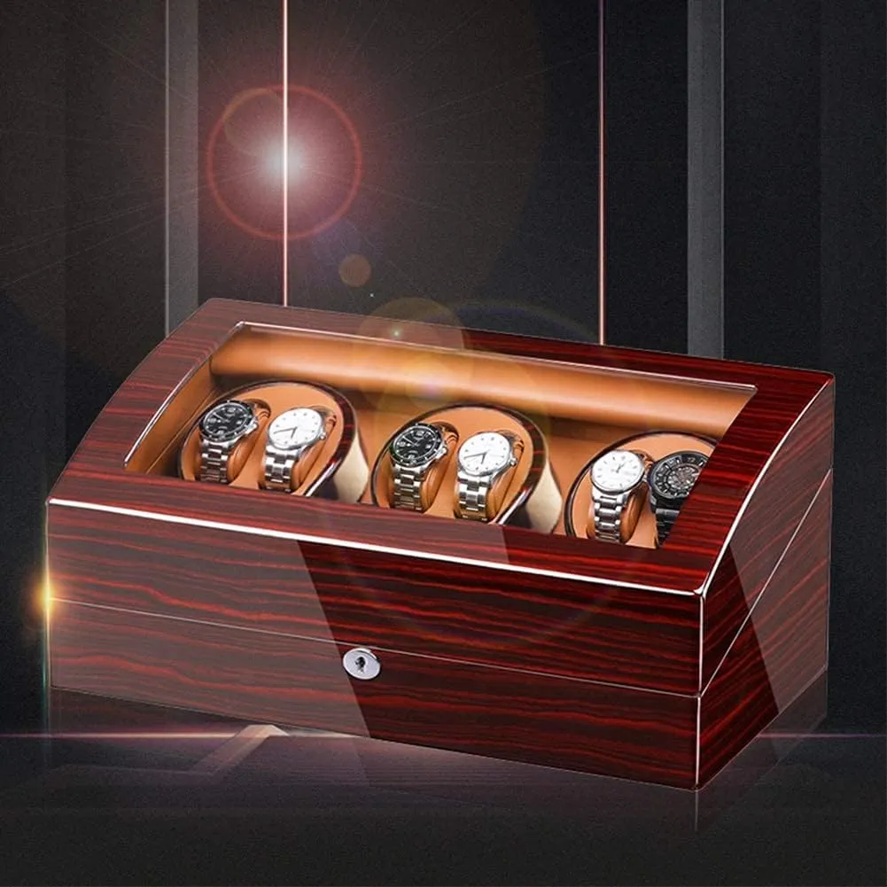 Watch Winder Watch Winder Box for 6 Automatic Watches   7 Storage Quiet Motor Wood Shell Piano Paint Exterior Large Capacity Watch Winder
