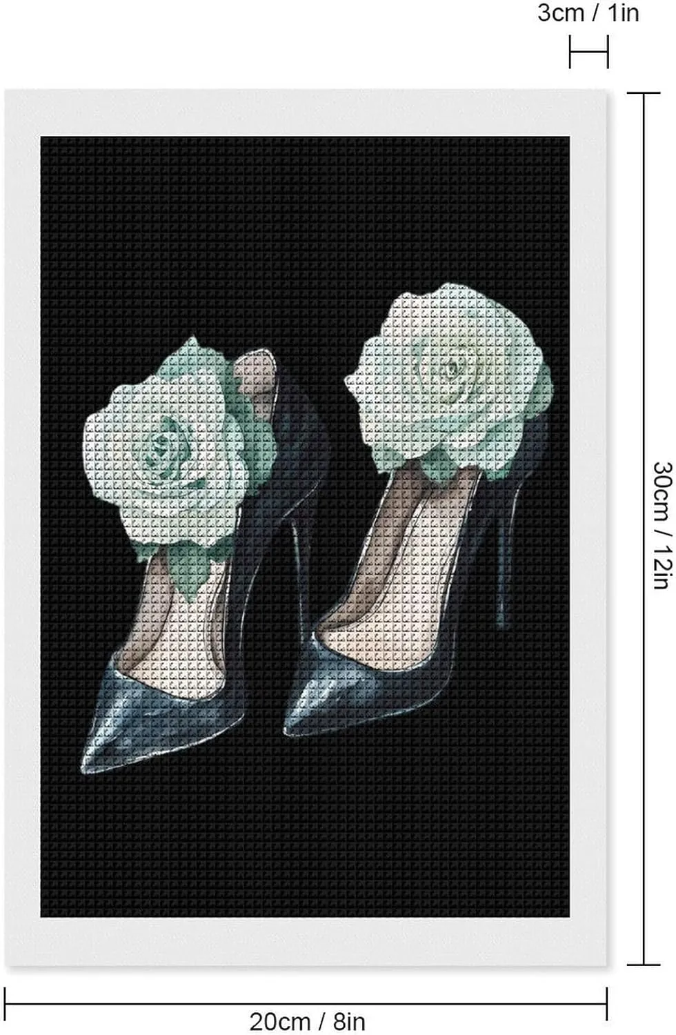 Watercolor Black High Heels Roses Funny Square Diamond Art Painting Kits for Adults 5D DIY Full Drill Rhinestone Pictures Wall Arts 8"x12"