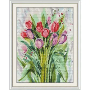 Watercolor Tulips DIY Cross Stitch Kits
