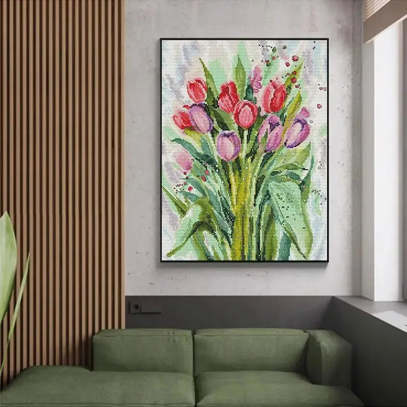 Watercolor Tulips DIY Cross Stitch Kits