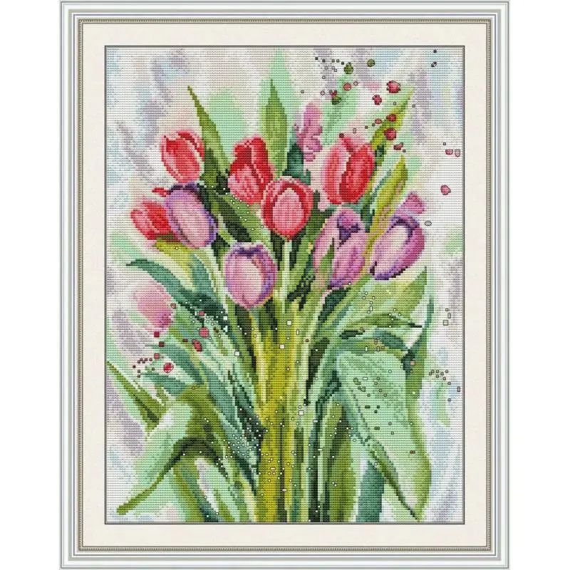 Watercolor Tulips DIY Cross Stitch Kits