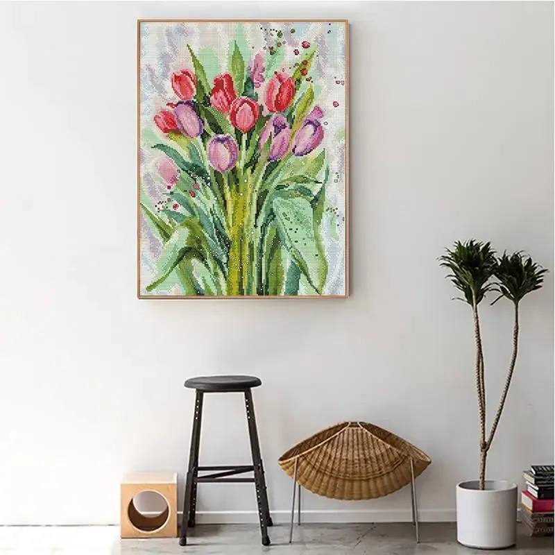 Watercolor Tulips DIY Cross Stitch Kits