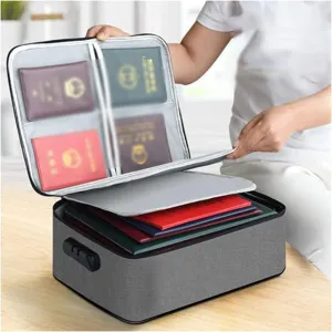 Waterproof Document Bag with Lock, Document Organizer Box, File Storage, Storage Pouch, Credential Bag, Diploma Storage Important Document and File Pocket, Laptop, Notebooks, Bank Cards