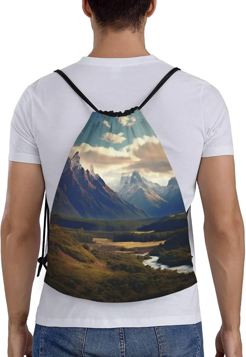 Waterproof Drawstring Gym Bag for Men Cook National Park Mountain Landscape Drawstring Backpack for Women Cinch Sack Sports Sackpack Small