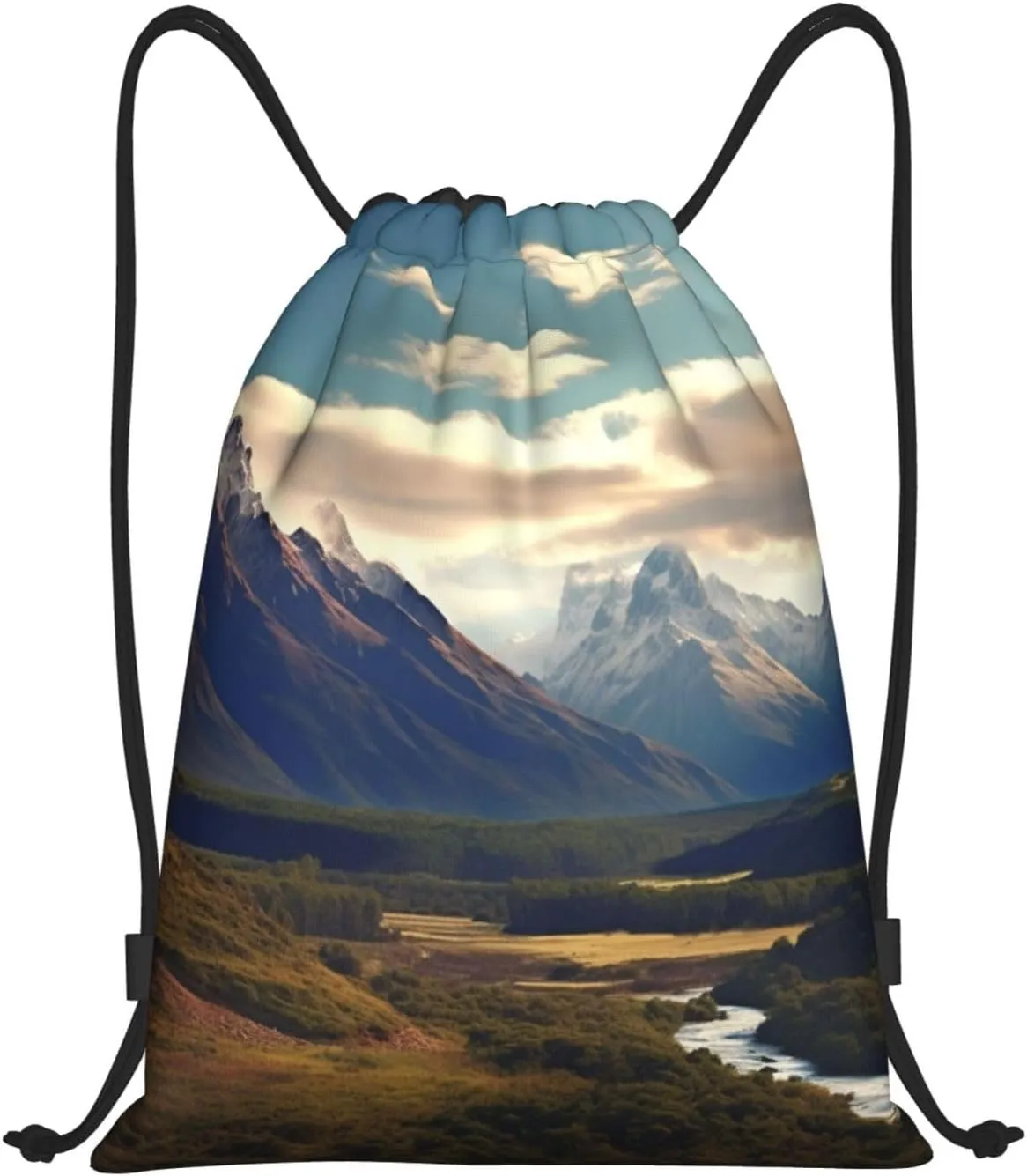 Waterproof Drawstring Gym Bag for Men Cook National Park Mountain Landscape Drawstring Backpack for Women Cinch Sack Sports Sackpack Small