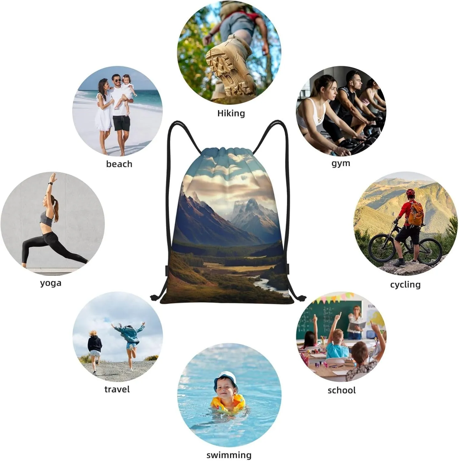 Waterproof Drawstring Gym Bag for Men Cook National Park Mountain Landscape Drawstring Backpack for Women Cinch Sack Sports Sackpack Small
