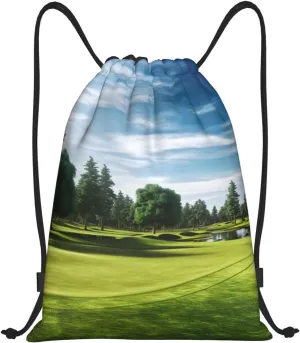 Waterproof Drawstring Gym Bag for Men Golf Course Lawn Drawstring Backpack for Women Cinch Sack Sports Sackpack Medium