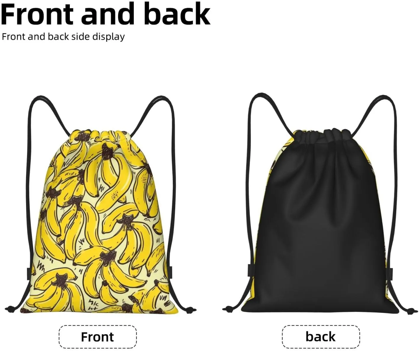 Waterproof Drawstring Gym Bag for Men Yellow Banana Drawstring Backpack for Women Cinch Sack Sports Sackpack Medium