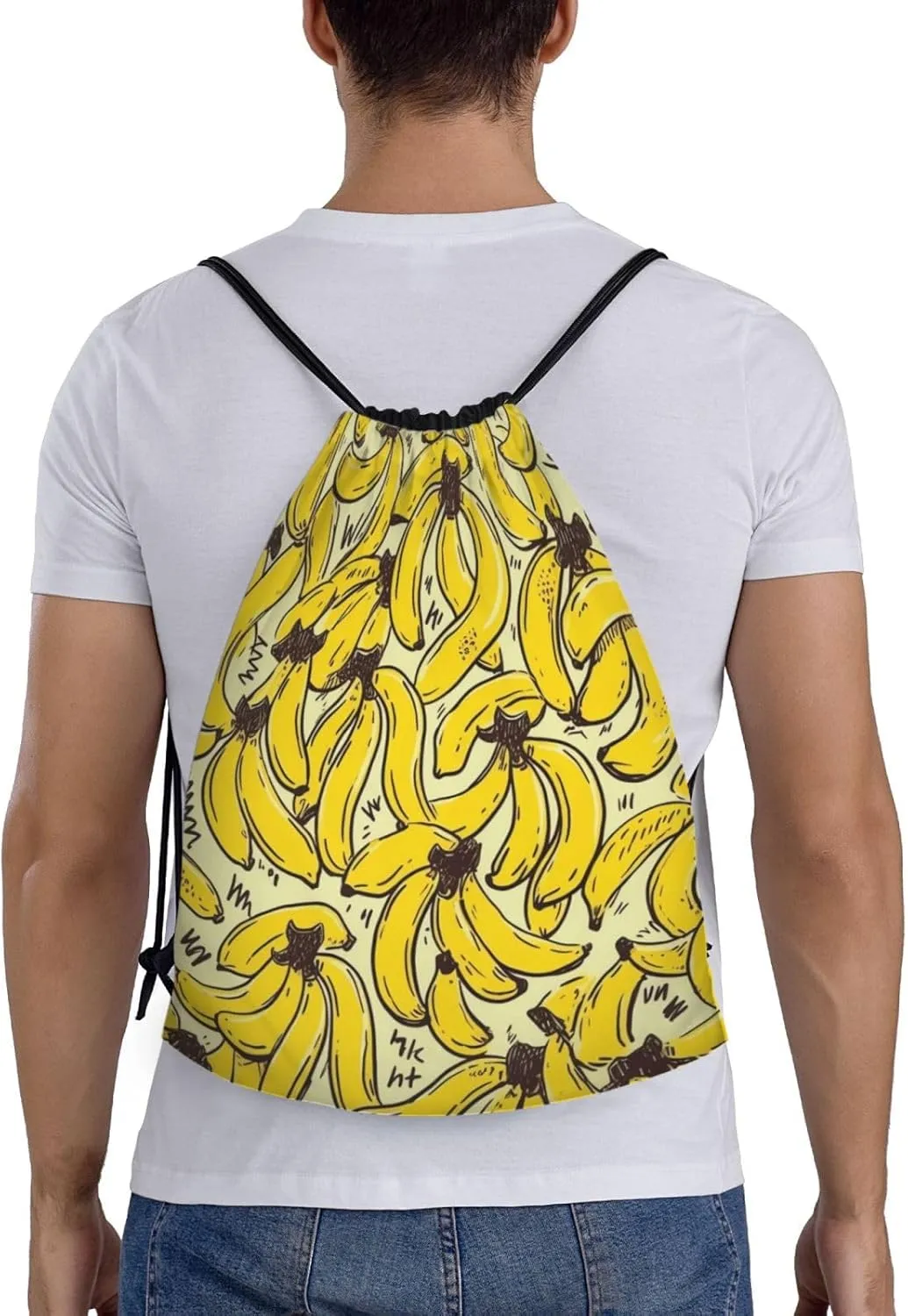 Waterproof Drawstring Gym Bag for Men Yellow Banana Drawstring Backpack for Women Cinch Sack Sports Sackpack Medium