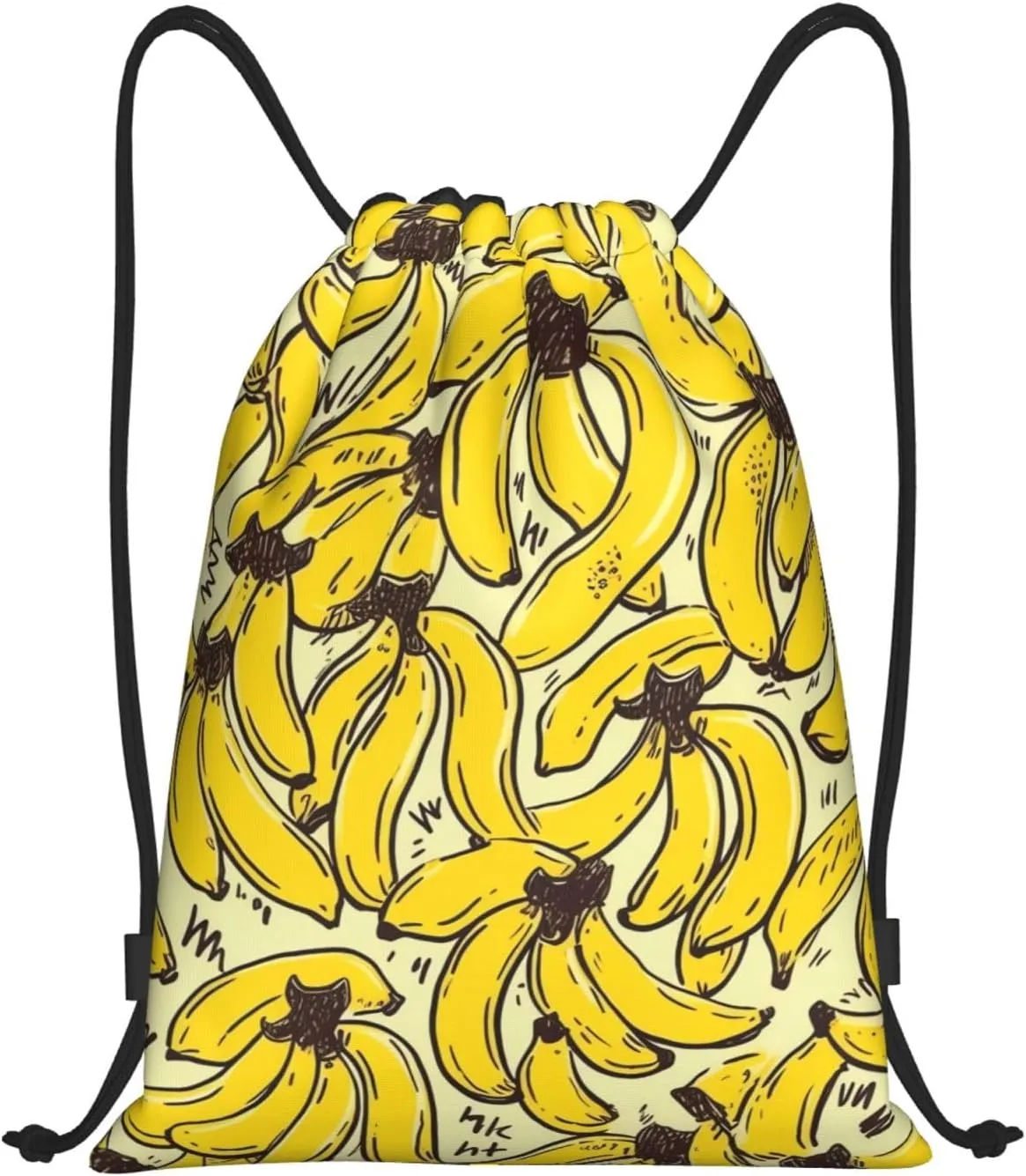 Waterproof Drawstring Gym Bag for Men Yellow Banana Drawstring Backpack for Women Cinch Sack Sports Sackpack Medium