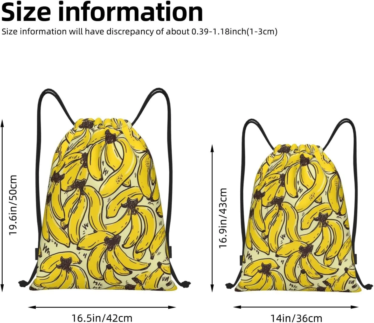 Waterproof Drawstring Gym Bag for Men Yellow Banana Drawstring Backpack for Women Cinch Sack Sports Sackpack Medium