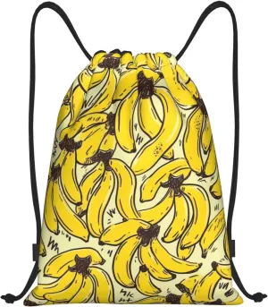 Waterproof Drawstring Gym Bag for Men Yellow Banana Drawstring Backpack for Women Cinch Sack Sports Sackpack Medium