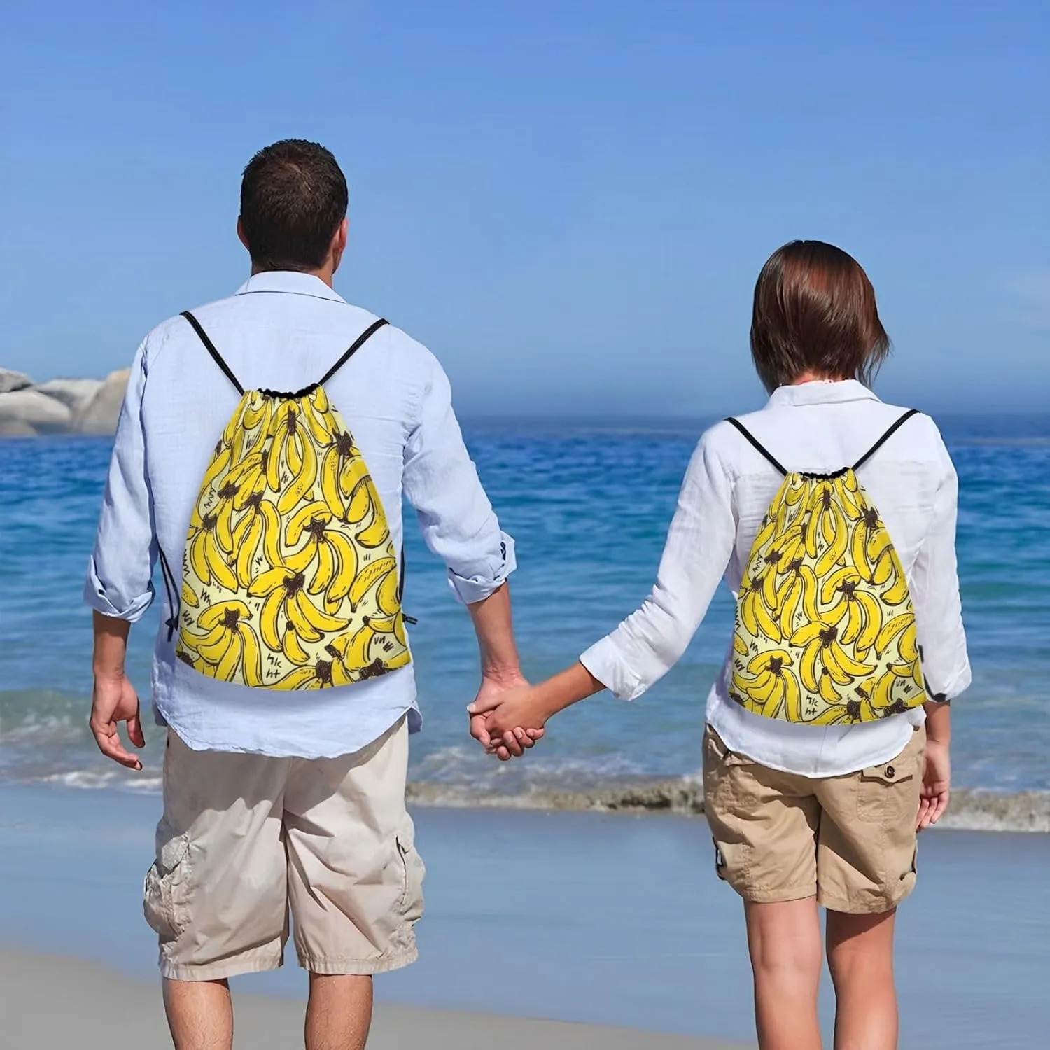 Waterproof Drawstring Gym Bag for Men Yellow Banana Drawstring Backpack for Women Cinch Sack Sports Sackpack Medium