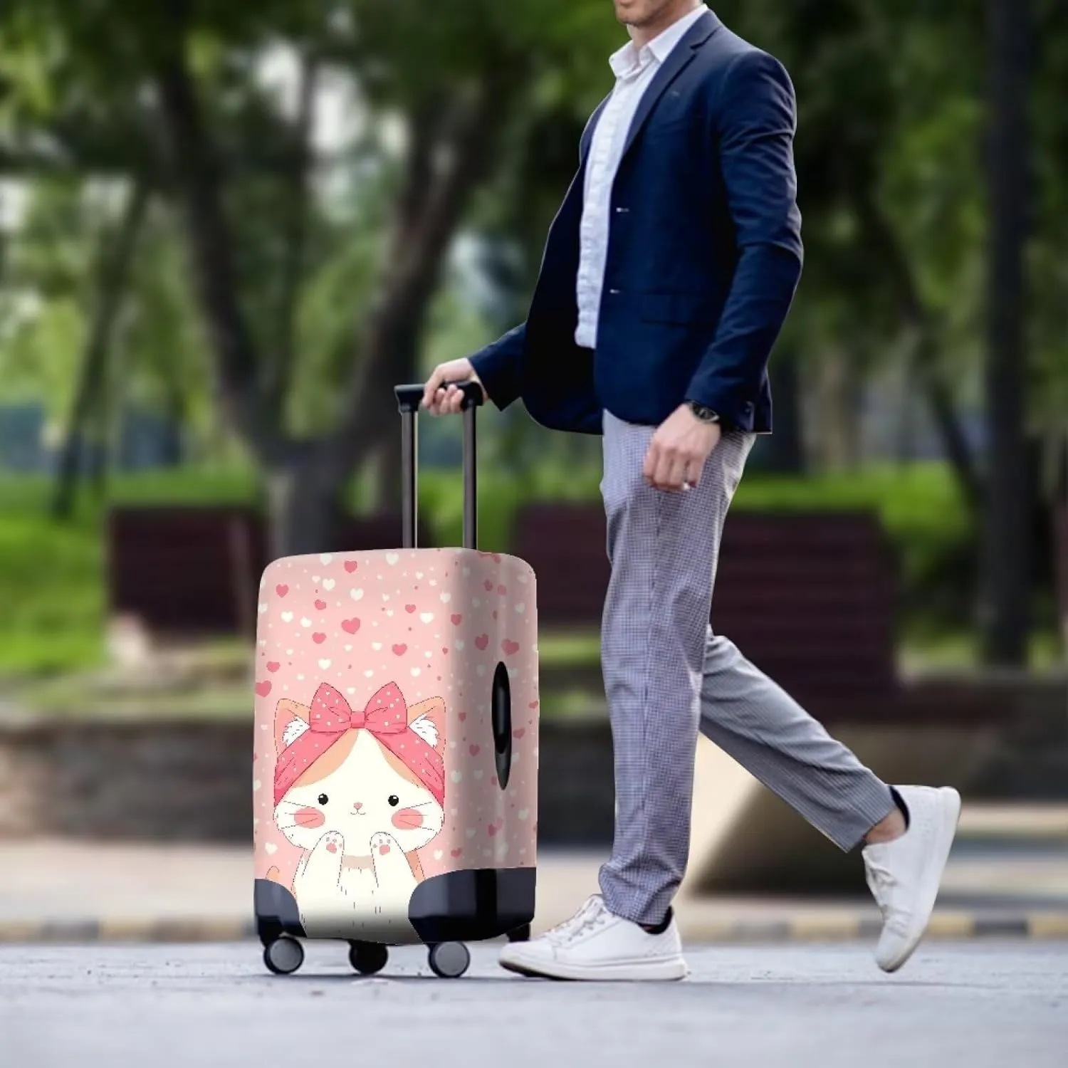 Waterproof Luggage Cover, Stylish Travel Bags Protector Portable Zippered Bottom Easy to Install Lightweight Suitcase Covers for Business Trips Cute Cats